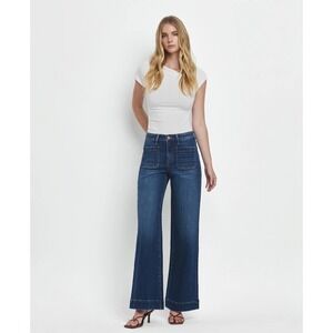 Flying Monkey Dark Denim High Rise Wide Leg Trouser Women's Jeans Size 29